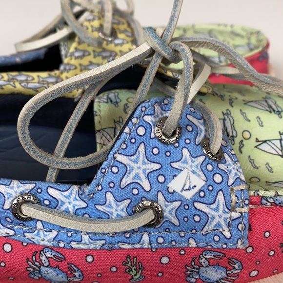 Sperry Vineyard Vines Patchwork Boat Shoes Size 5 - Picture 12 of 16